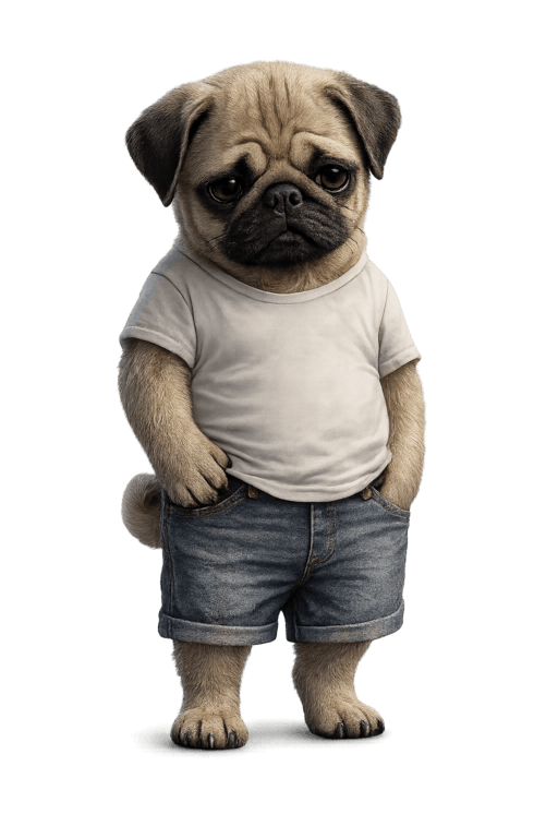 Lawrence, the dad pug from Rich Cat Poor Pug